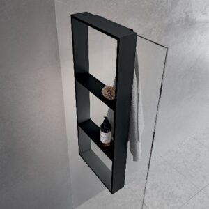 THREE INTERNAL SHELVES AND EXTERNAL TOWEL HOOK R90AKFPO3590-H BLACK MATT