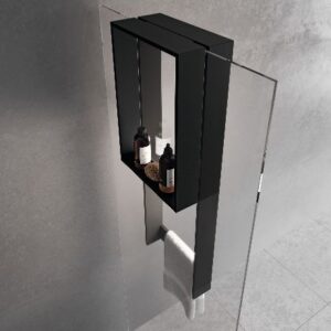 INTERNAL SHELF AND EXTERNAL TOWEL HOOK R90AKFPSPO3590-H BLACK MATT
