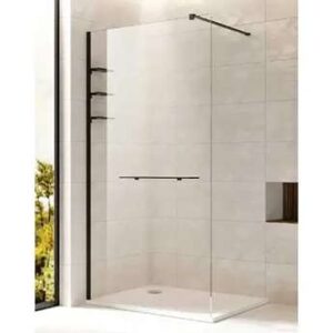 NAU6310-L WALK IN PANEL LEFT WITH TOWEL RAIL AND SHELF 90X200  BRONZE
