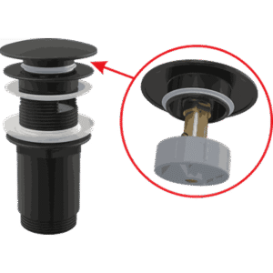 A392 BASIN POP UP WASTE WITH OVERFLOW BLACK