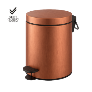 90680/10BR WASTE PAPER BASKET 5LT RED COPPER BRUSHED PVD
