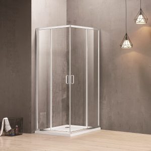 NAA1142 AQUA CORNER ENTRY 90X80X195 CLEAR POLISHED SILVER