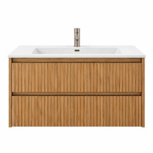 KL813027-90 CABINET W/ WHITE COUNTERTOP 90X46X51.2 A2391 ACACIA